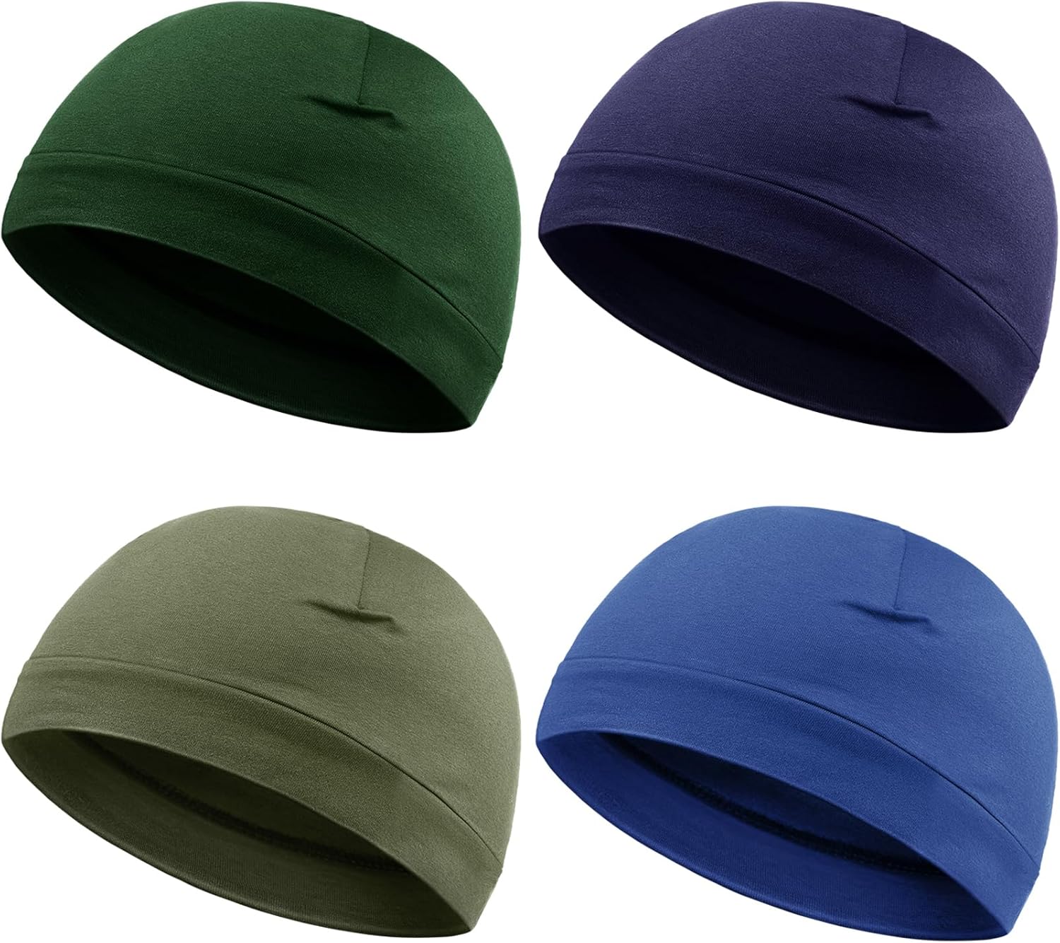 Syhood 4 Pieces Men Skull Caps Soft Cotton Beanie Hats Stretchy Helmet Liner Multifunctional Headwear for Men Women