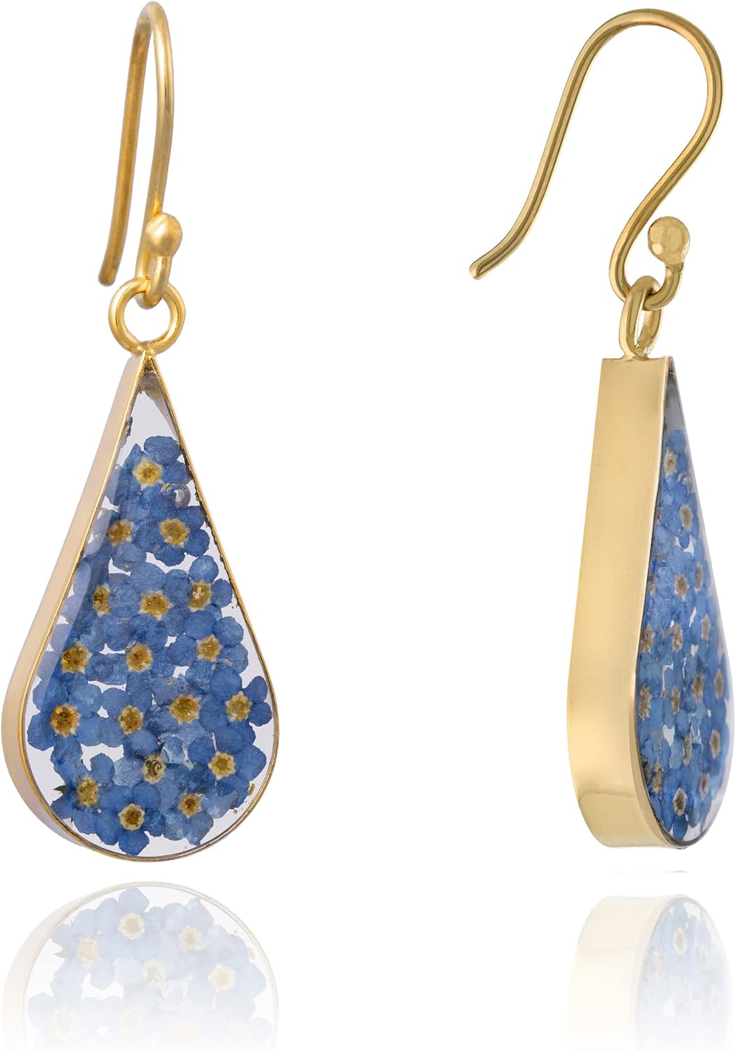 Essentials Sterling Silver Pressed Flower Teardrop Trendy Earrings