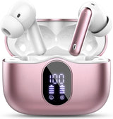 Wireless Earbuds, Bluetooth 5.4 Headphones Bass Stereo, Ear Buds with Noise Cancelling Mic, LED Display in Ear Earphones Clear Calls, IP7 Waterproof Bluetooth Earbuds for Laptop/Phones/Sports, Black