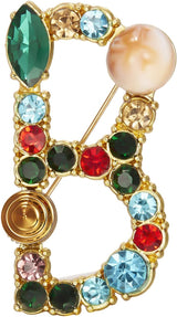 RINHOO Crystal Pearl Initial Brooch Gold Plated Enamel Colorful Letter Alphabet Breastpin Pin Jewelry for GIFTS