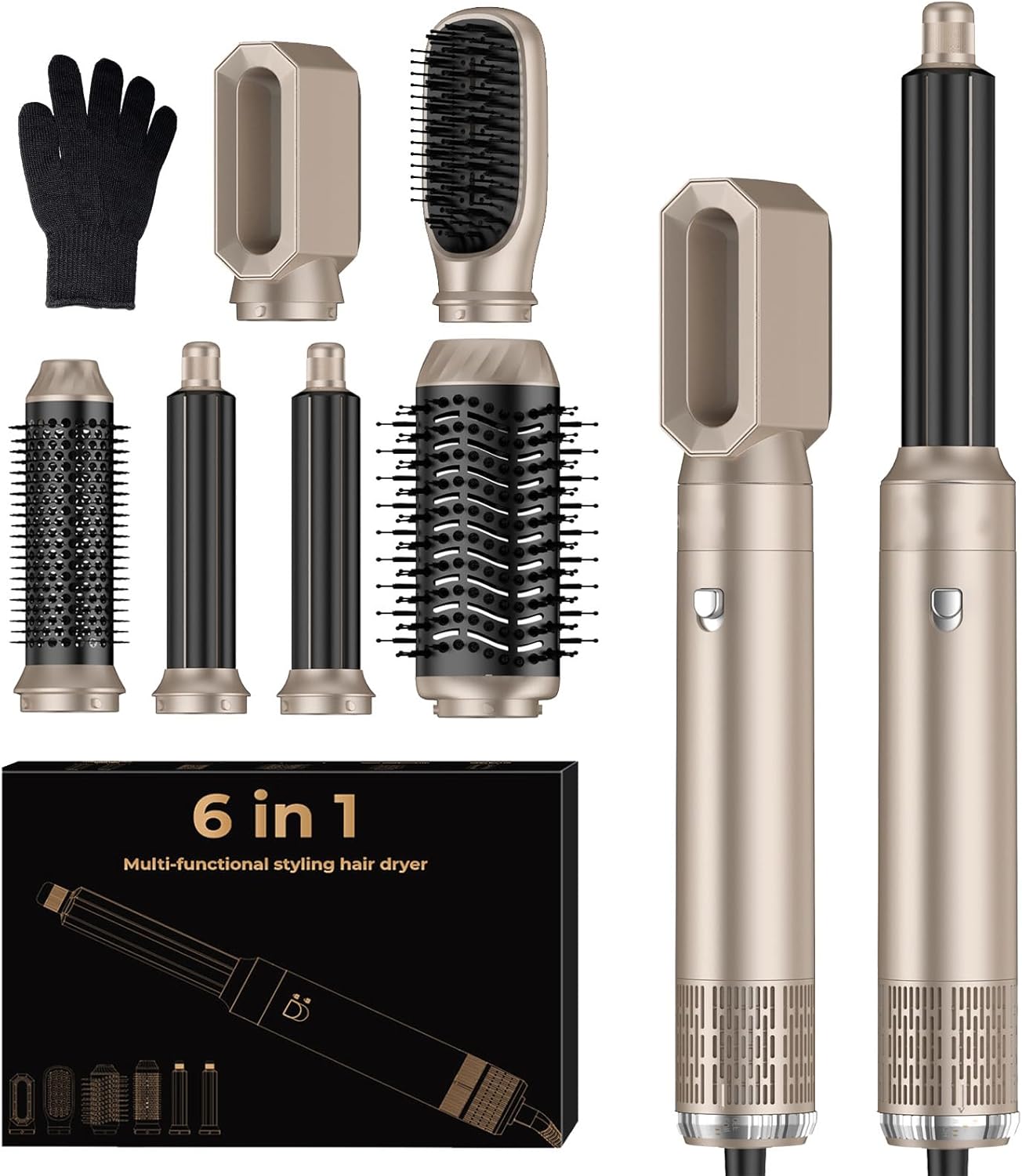 5 in 1 Blow Dryer Brush, Upgrade Hair Dryer Brush Set Negative Ion Air Styler Curling Wrap Air Curler, Hot Air Brush Curling Iron Hair Styling Tools As A Gift for Straight/Curl/Dry/Smooth