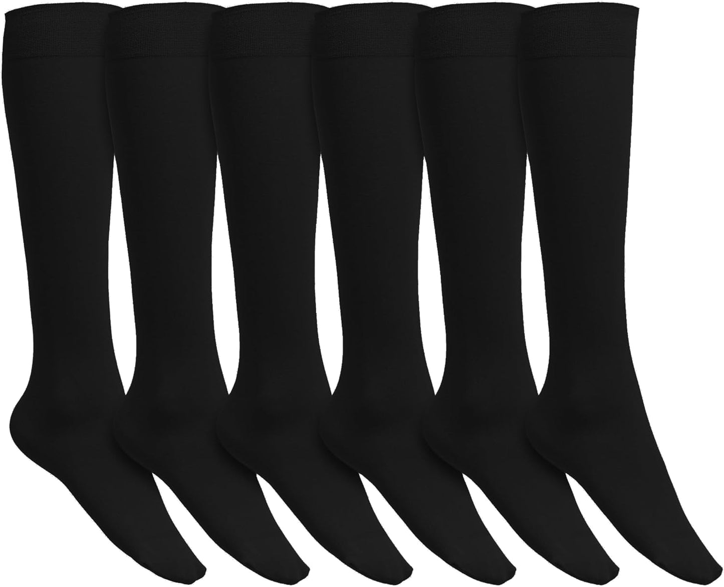 Winterlace Women’s Trouser Socks, Opaque Stretchy Nylon Knee High, Many Colors, 6 or 12 Pairs