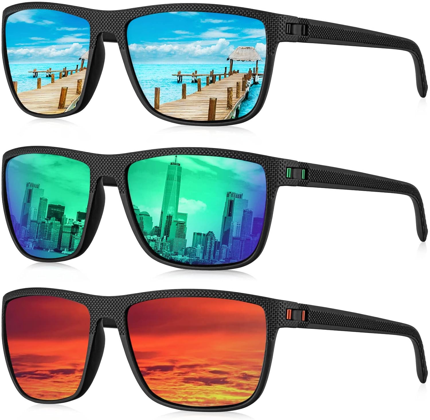 KALIYADI Polarized Sunglasses for Men, Lightweight Sun Glasses with UV Protection for Driving Fishing Golf