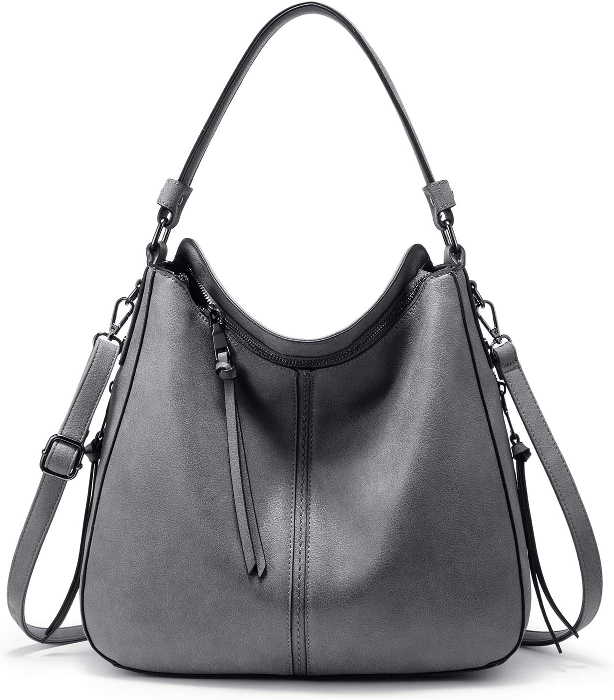 Realer Hobo Crossbody Bags for Women Designer Faux Leather Hobo Handbags Retro Large Size Shoulder Bag Bucket Purse