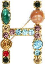 RINHOO Crystal Pearl Initial Brooch Gold Plated Enamel Colorful Letter Alphabet Breastpin Pin Jewelry for GIFTS
