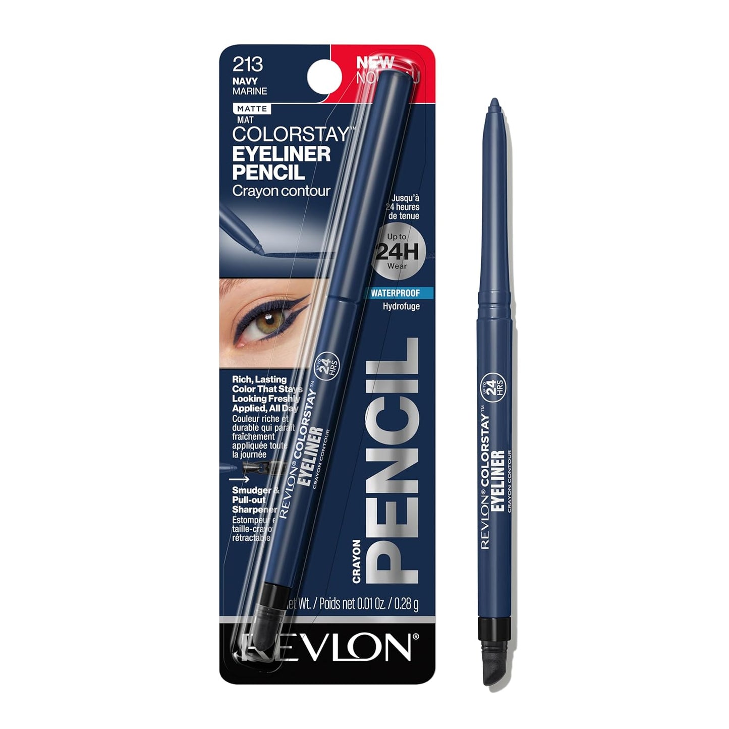 Revlon ColorStay Pencil Waterproof Eyeliner, Smudge-Proof, Eye Makeup with Built-In Sharpener, Stocking Stuffer for Women, 201 Black, 2 pack