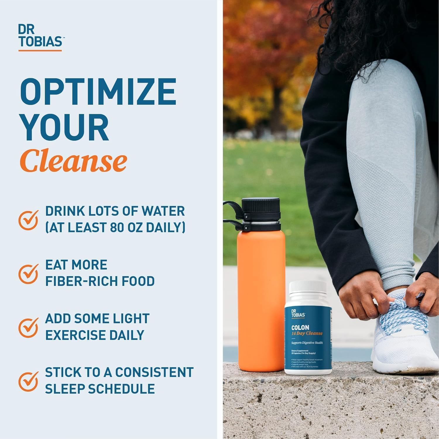 Dr. Tobias Colon 14 Day Cleanse, Advanced Gut Cleanse Detox for Women & Men with Cascara Sagrada, Psyllium Husk, Senna Leaf & Probiotics, Non-GMO Colon Cleanse, 1 Bottle of 28 Capsules (1-2 Daily)