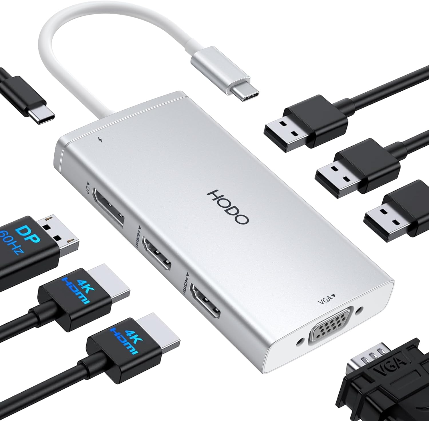 USB C Docking Station Dual Monitor Adapter for Dell HP, Laptop Docking Station 3 Monitors Quad Display USB C Hub Dongle to 4K HDMI+DP+VGA,3 USB2.0,100W PD,8 in 1 Thunderbolt Dock for Lenovo,Surface