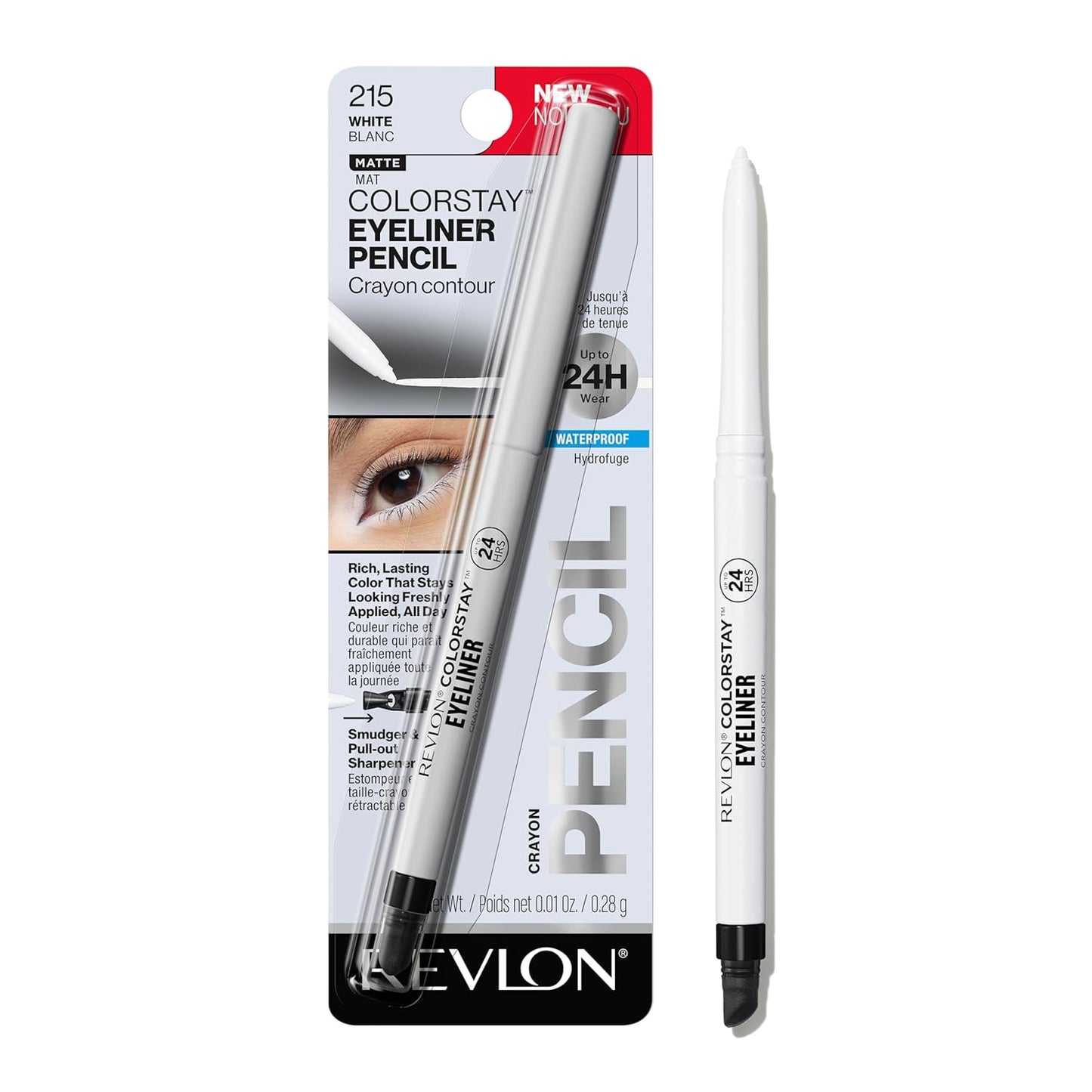 Revlon ColorStay Pencil Waterproof Eyeliner, Smudge-Proof, Eye Makeup with Built-In Sharpener, Stocking Stuffer for Women, 201 Black, 2 pack