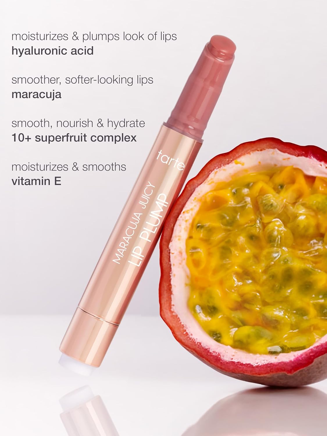tarte maracuja juicy lip plump – Hydrating & Volumizing Lip Plumper Gloss Balm with Nourishing Hyaluronic Acid & Vitamin E, Plumps & Moisturizes, Cruelty-Free