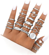 FAXHION 60 Pcs Gold Stackable Rings for Women, Rings Chunky Gold Ring Set Dainty Stacking Cute Rings, Multiple Sizes Cute Jewelry Set Gift