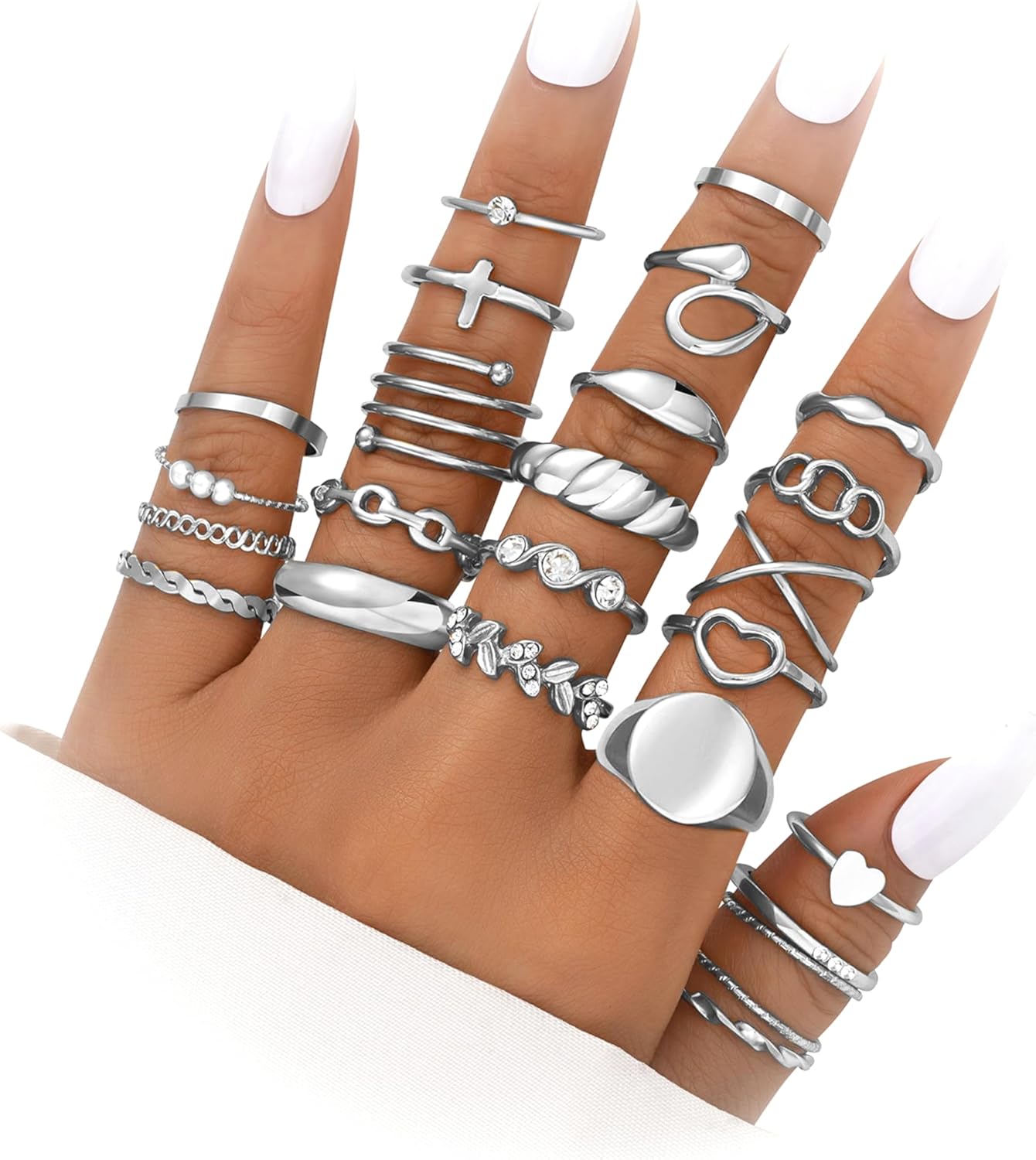 FAXHION 60 Pcs Gold Stackable Rings for Women, Rings Chunky Gold Ring Set Dainty Stacking Cute Rings, Multiple Sizes Cute Jewelry Set Gift