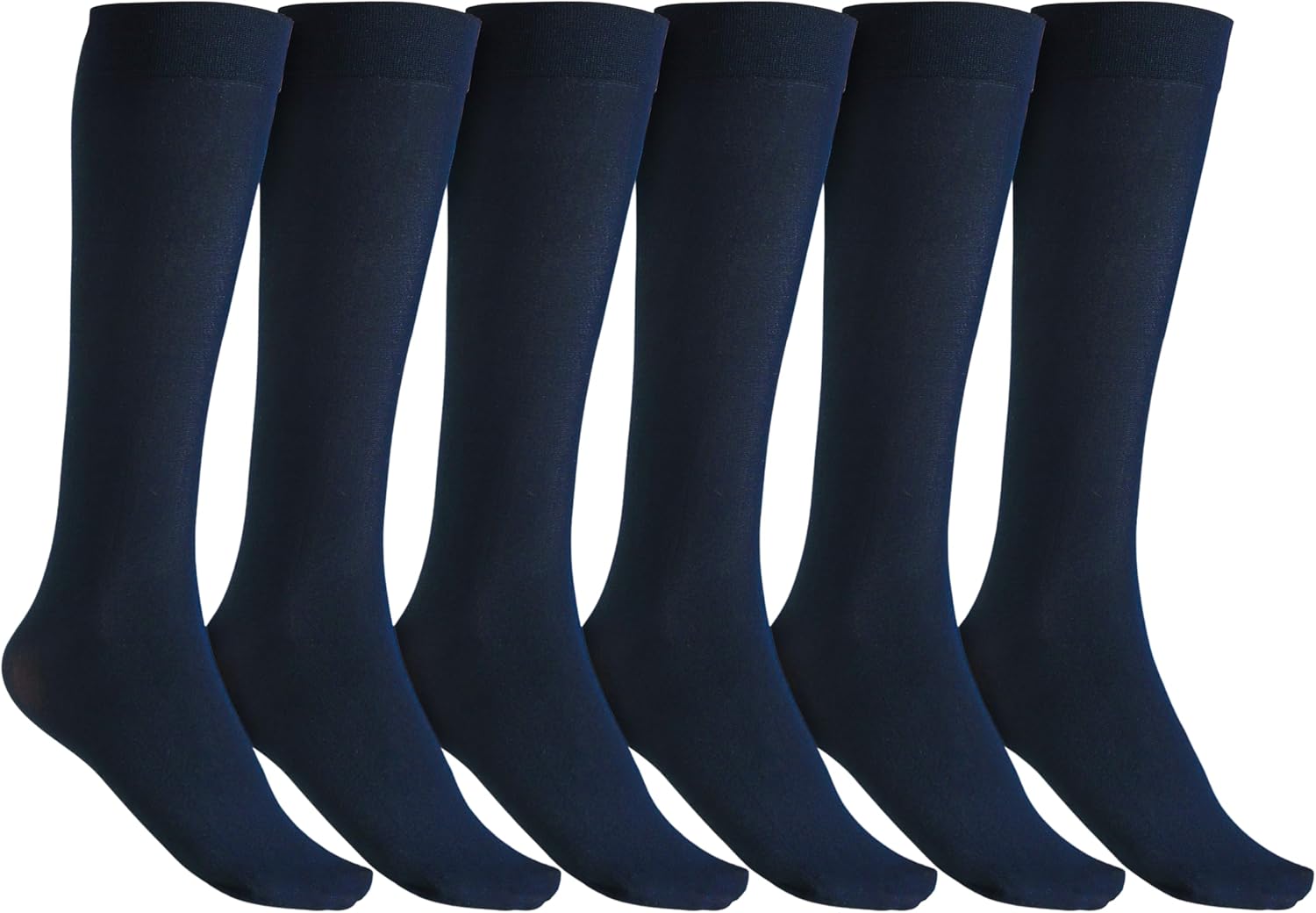 Winterlace Women’s Trouser Socks, Opaque Stretchy Nylon Knee High, Many Colors, 6 or 12 Pairs