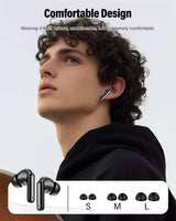 Wireless Earbuds, Bluetooth 5.4 Headphones Bass Stereo, Ear Buds with Noise Cancelling Mic, LED Display in Ear Earphones Clear Calls, IP7 Waterproof Bluetooth Earbuds for Laptop/Phones/Sports, Black