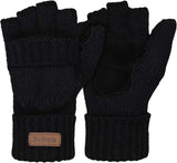 Thermal Insulation Fingerless Texting Wool Gloves for Women and Men Winter Warm Knitted Convertible Mittens Flap