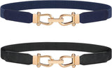 JASGOOD Women Stretchy Waist Belt Retro Elastic Skinny Belt for Ladies with Gold Buckle
