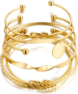ÌF ME Gold Bangle Bracelets for Women, Indian Bangles Stackable Set, Multi Layer Textured 14K Gold Plated Chunky Bracelets Boho Jewelrys Set