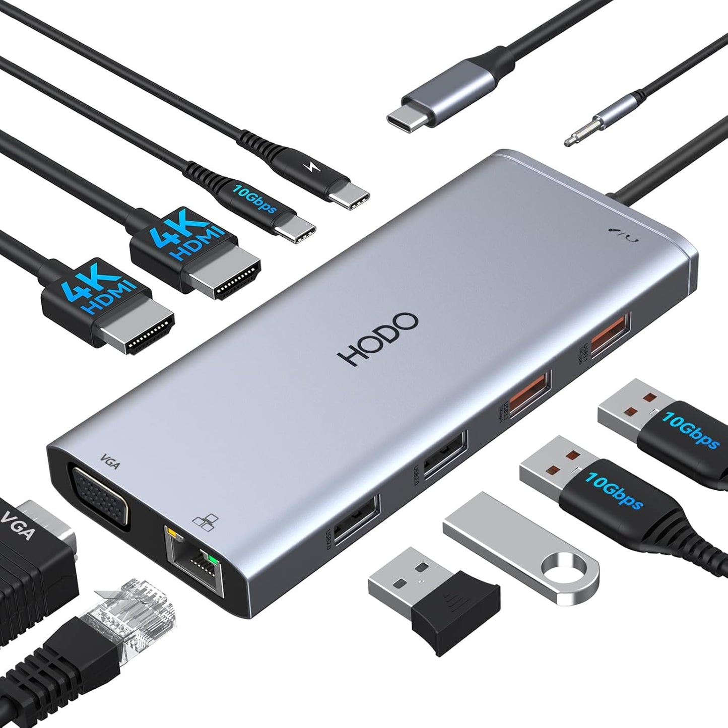USB C Docking Station Dual Monitor Adapter for Dell HP, Laptop Docking Station 3 Monitors Quad Display USB C Hub Dongle to 4K HDMI+DP+VGA,3 USB2.0,100W PD,8 in 1 Thunderbolt Dock for Lenovo,Surface