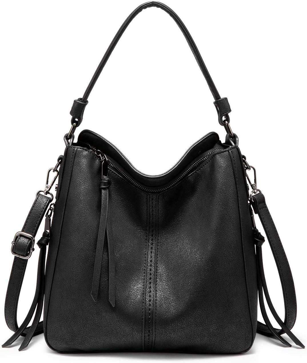 Realer Hobo Crossbody Bags for Women Designer Faux Leather Hobo Handbags Retro Large Size Shoulder Bag Bucket Purse