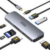 USB C Adapter for MacBook Pro/Air M1 M2 M3 2021 2020 2019 13" 15" 16", 6 in 1 USB-C Hub MacBook Pro Accessories with 3 USB 3.0 Ports,USB C to SD/TF Card Reader and 100W Thunderbolt 3 PD Port