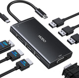 USB C Docking Station Dual Monitor Adapter for Dell HP, Laptop Docking Station 3 Monitors Quad Display USB C Hub Dongle to 4K HDMI+DP+VGA,3 USB2.0,100W PD,8 in 1 Thunderbolt Dock for Lenovo,Surface