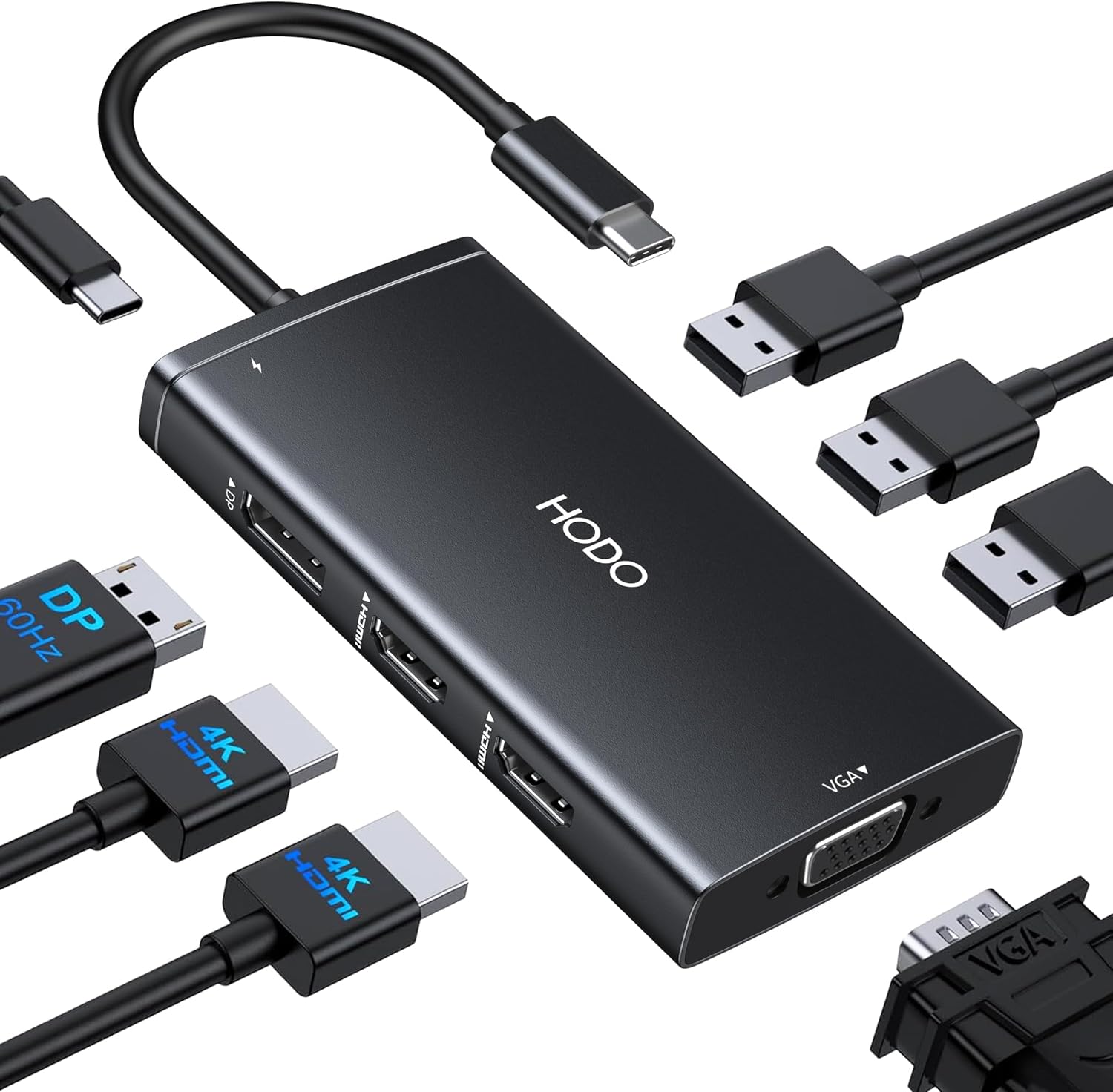 USB C Docking Station Dual Monitor Adapter for Dell HP, Laptop Docking Station 3 Monitors Quad Display USB C Hub Dongle to 4K HDMI+DP+VGA,3 USB2.0,100W PD,8 in 1 Thunderbolt Dock for Lenovo,Surface