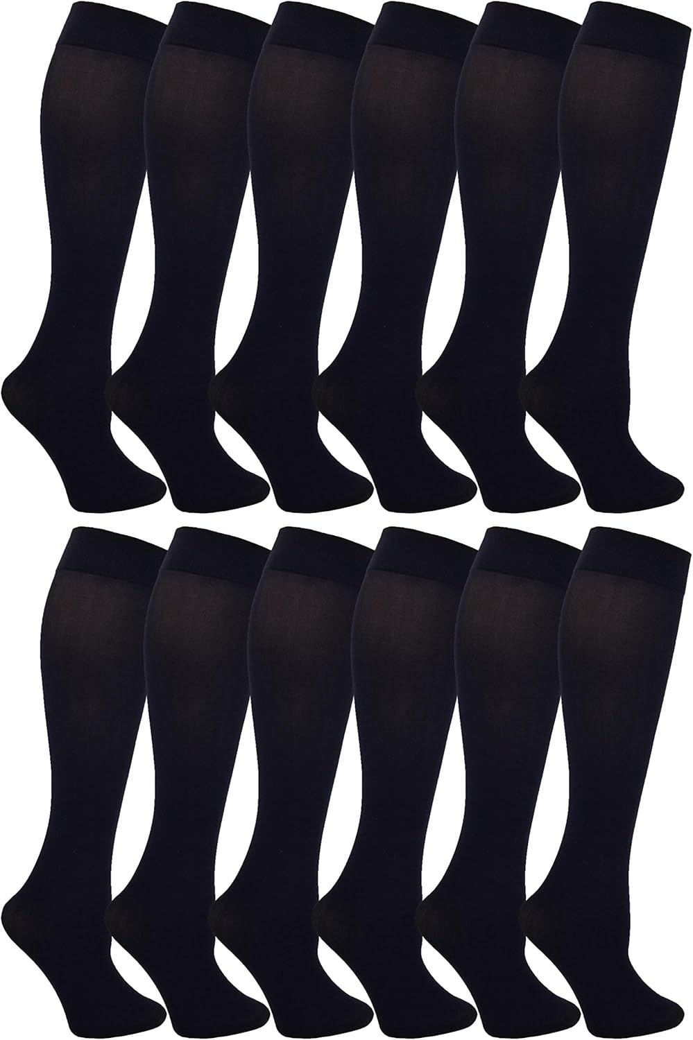 Winterlace Women’s Trouser Socks, Opaque Stretchy Nylon Knee High, Many Colors, 6 or 12 Pairs