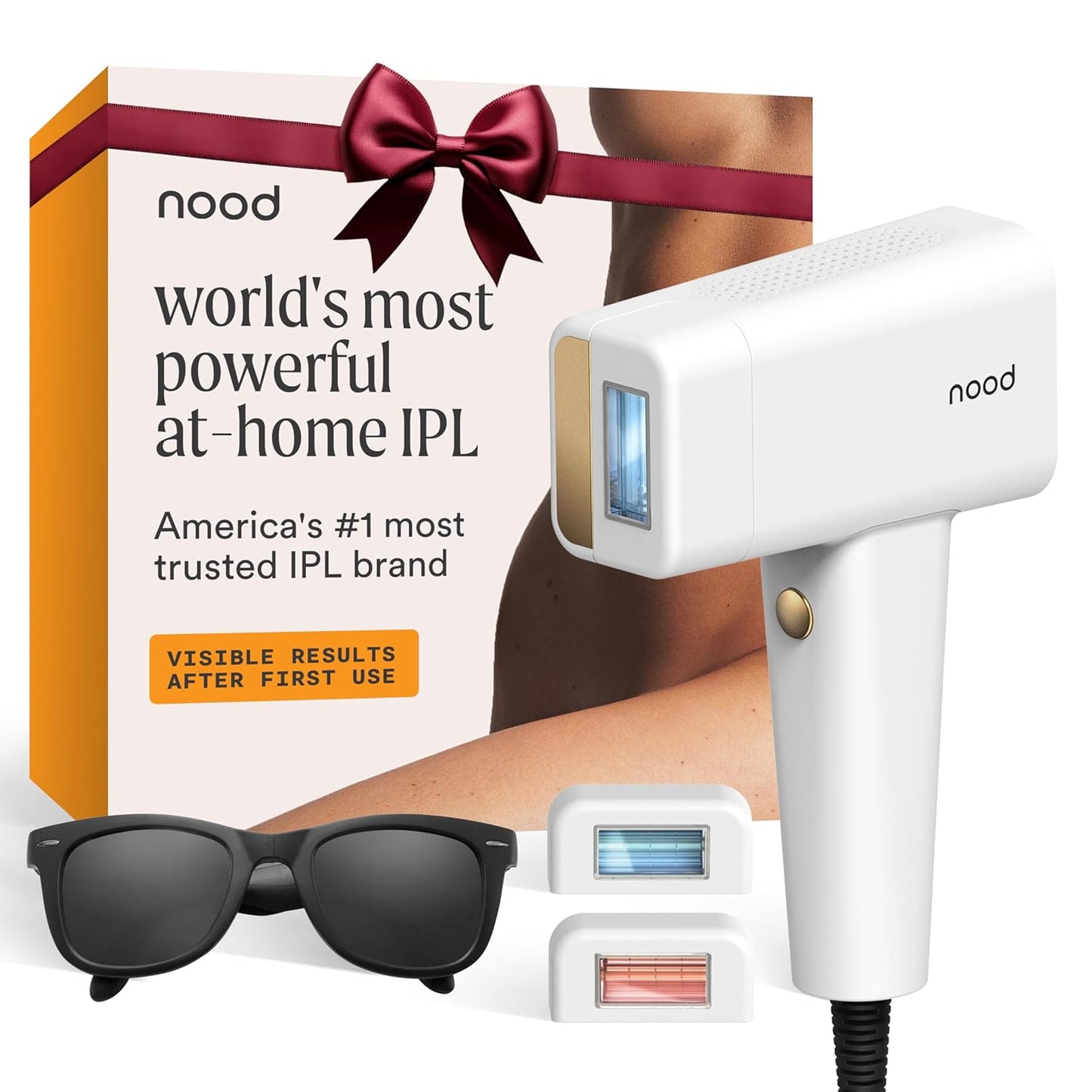 Nood™ NEW Flasher Pro — IPL Hair Removal Device & Anti-Aging Red Light Therapy for Women & Men — Pain-free, Permanent, Visible Results After First Use & Works Everywhere Hair Grows — Gloss White
