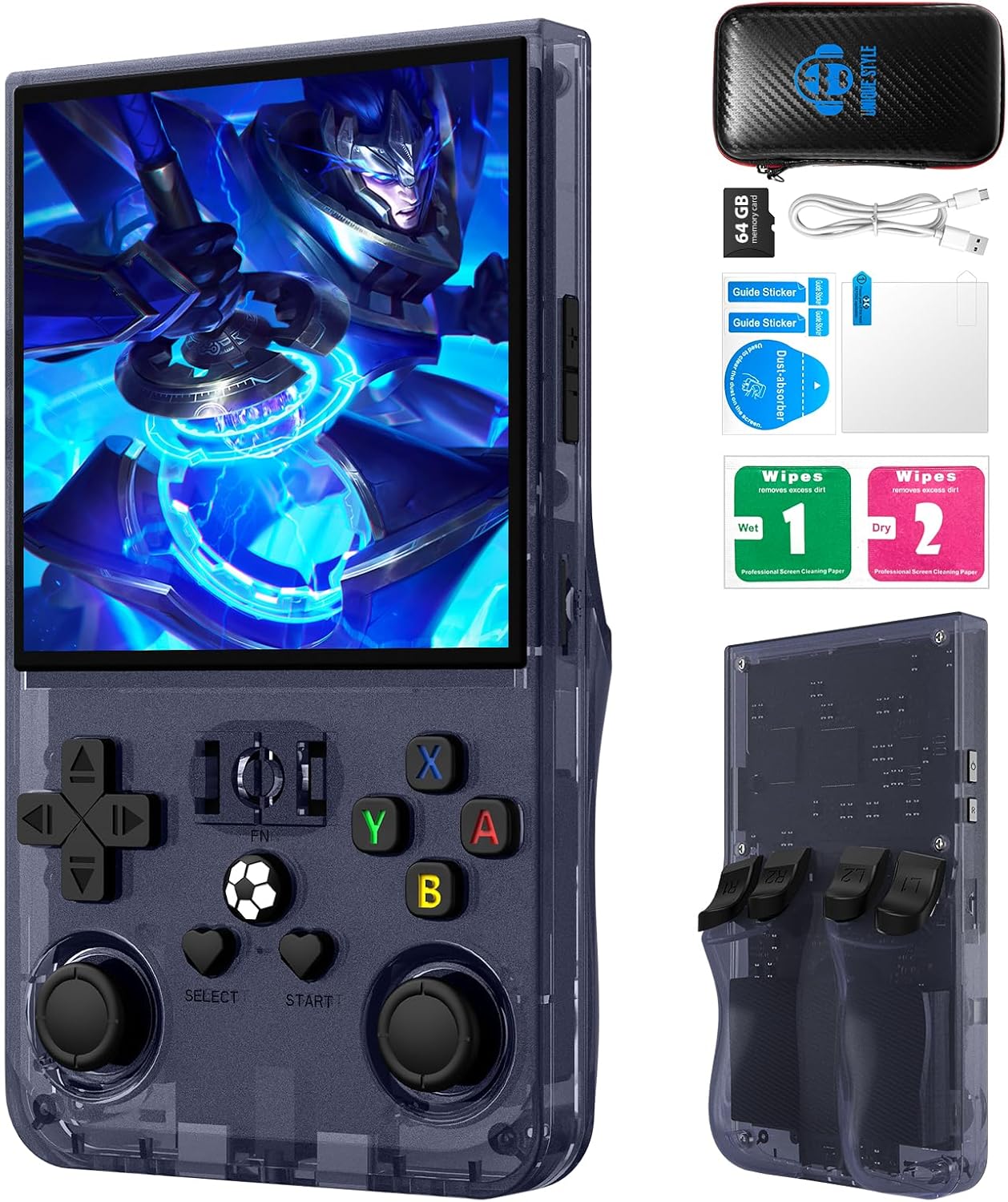 R36MAX Retro Handheld Game Console, 4.0 Inch 720x720 IPS Screen, Built-in 18,000+ Classic Game, Portable Hand Held Open Source Linux System, 4000mAh Battery Retro Gaming Console(Black 64GB)