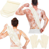Anezus Exfoliating Back Scrubber Bath Gloves Set, Exfoliating Shower Towel with Shower Gloves for Body Scrub, Back Cleaner Wash Gloves to Remove Dead Skin (Black)