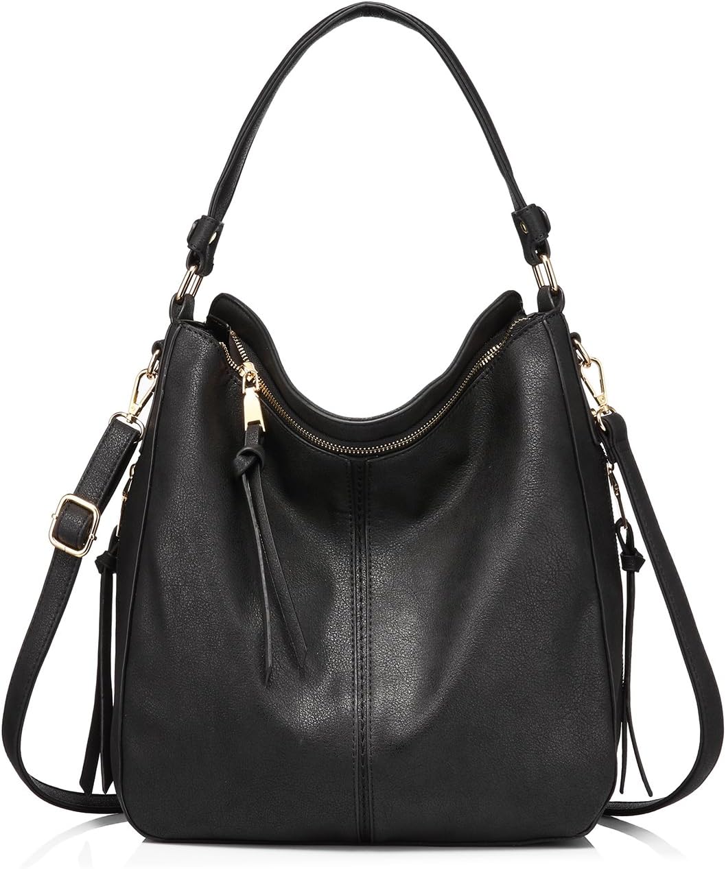 Realer Hobo Crossbody Bags for Women Designer Faux Leather Hobo Handbags Retro Large Size Shoulder Bag Bucket Purse