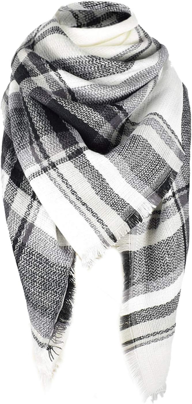 American Trends Womens Fall Winter Scarf Plaid Tassel Soft Warm Blanket Scarves Womens Shawl Wraps