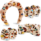 VELSCRUN 6 Pack Spa Headband, Makeup Headband, Face Wash Headbands, Skincare Headbands, Brown Sponge Hair Band Bow Tie Spa Head Band for Washing Face Wristband Set Hair Accessories for Women