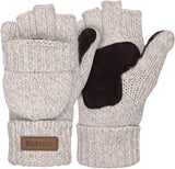 Thermal Insulation Fingerless Texting Wool Gloves for Women and Men Winter Warm Knitted Convertible Mittens Flap