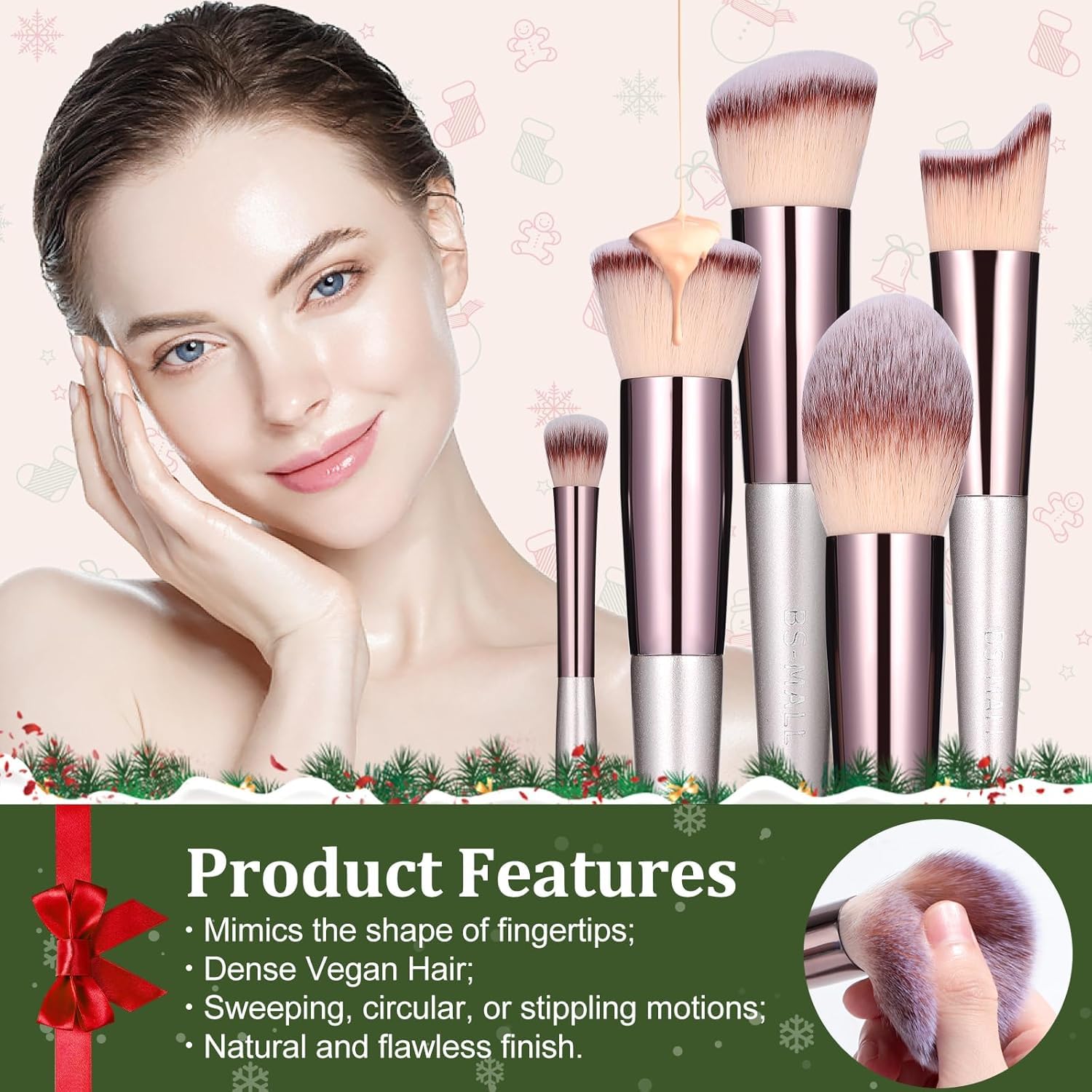BS-MALL Makeup Brush Set 18 Pcs Premium Synthetic Foundation Powder Concealers Eye shadows Blush Makeup Brushes with black case