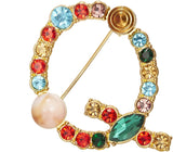 RINHOO Crystal Pearl Initial Brooch Gold Plated Enamel Colorful Letter Alphabet Breastpin Pin Jewelry for GIFTS