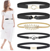EAONE Skinny Belts for Women 5 Pack, Fashion Dress Belts Stretch Women Waist Belts Plus Size Elastic Waist Band for Dresses