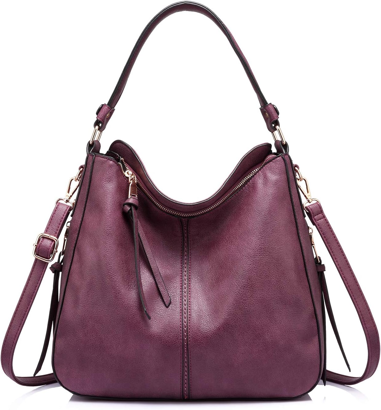 Realer Hobo Crossbody Bags for Women Designer Faux Leather Hobo Handbags Retro Large Size Shoulder Bag Bucket Purse