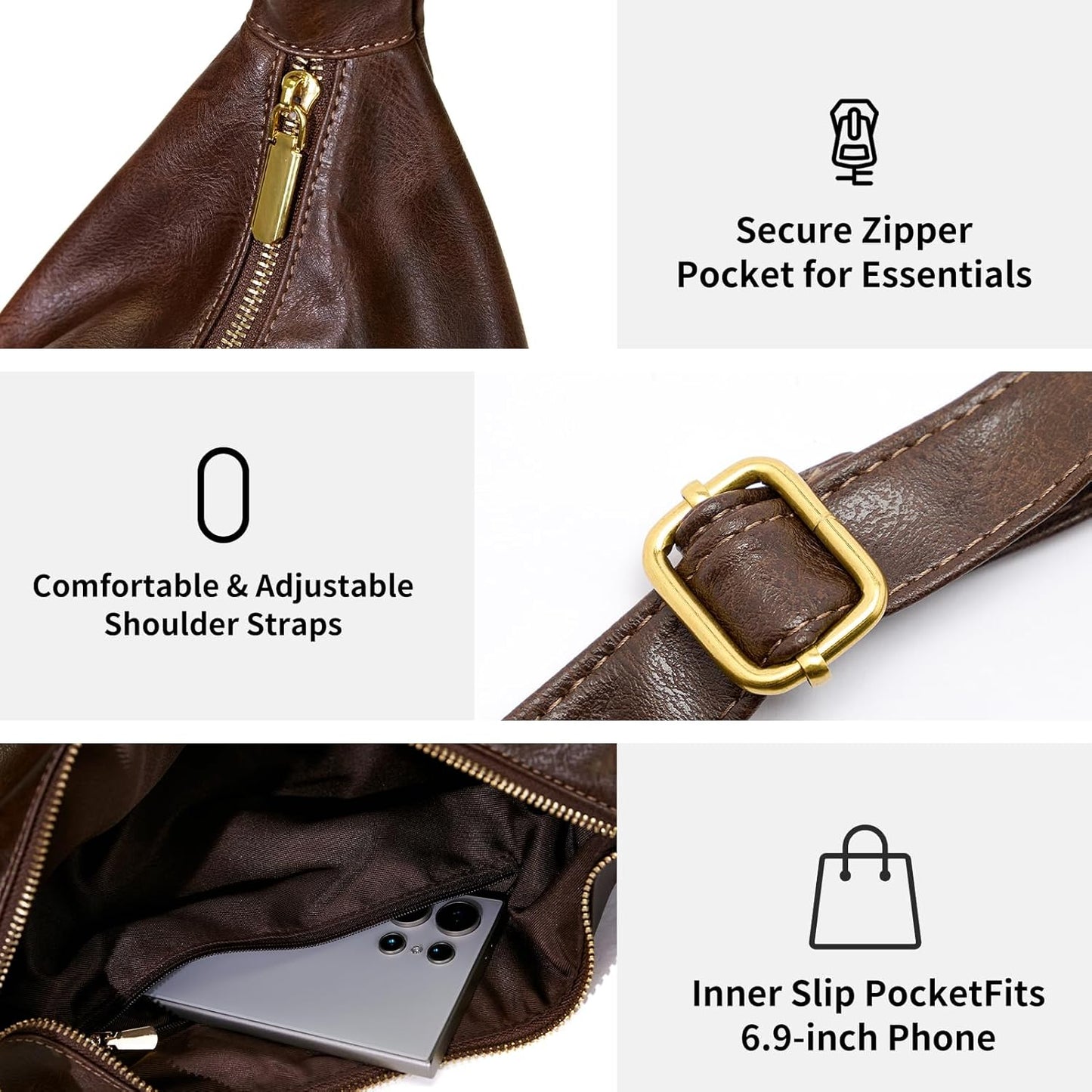 celestina Hobo Bags for Women, Ultra Soft Foldable  Leather Shoulder Handbag, Stylish Slouchy Tote Purses