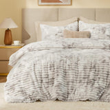 BEDELITE Fleece Comforter Set -Super Soft & Warm Fluffy Cream White Bedding, Luxury Fuzzy Heavy Bed Set for Winter with 2 Pillow Cases