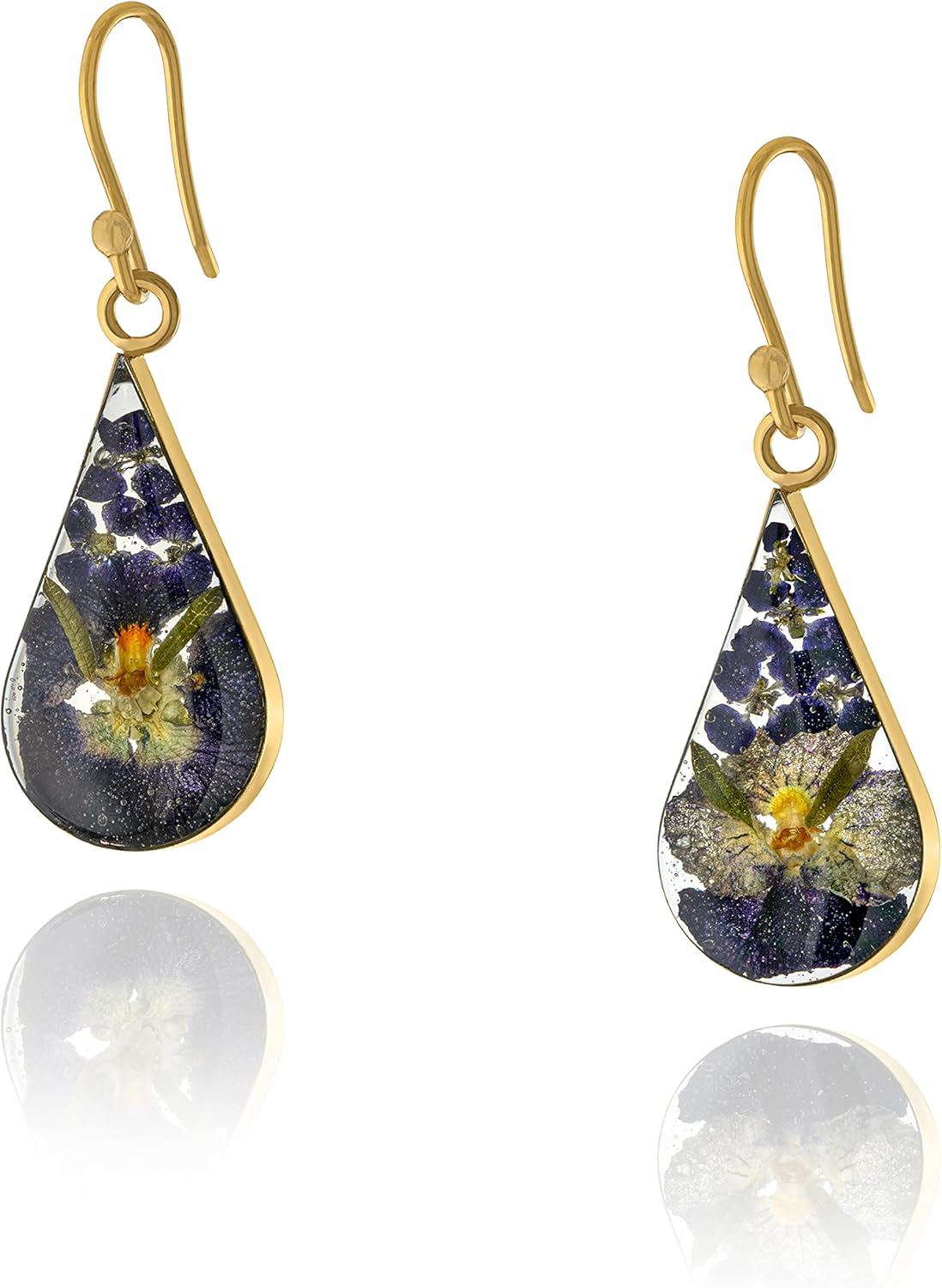 Essentials Sterling Silver Pressed Flower Teardrop Trendy Earrings