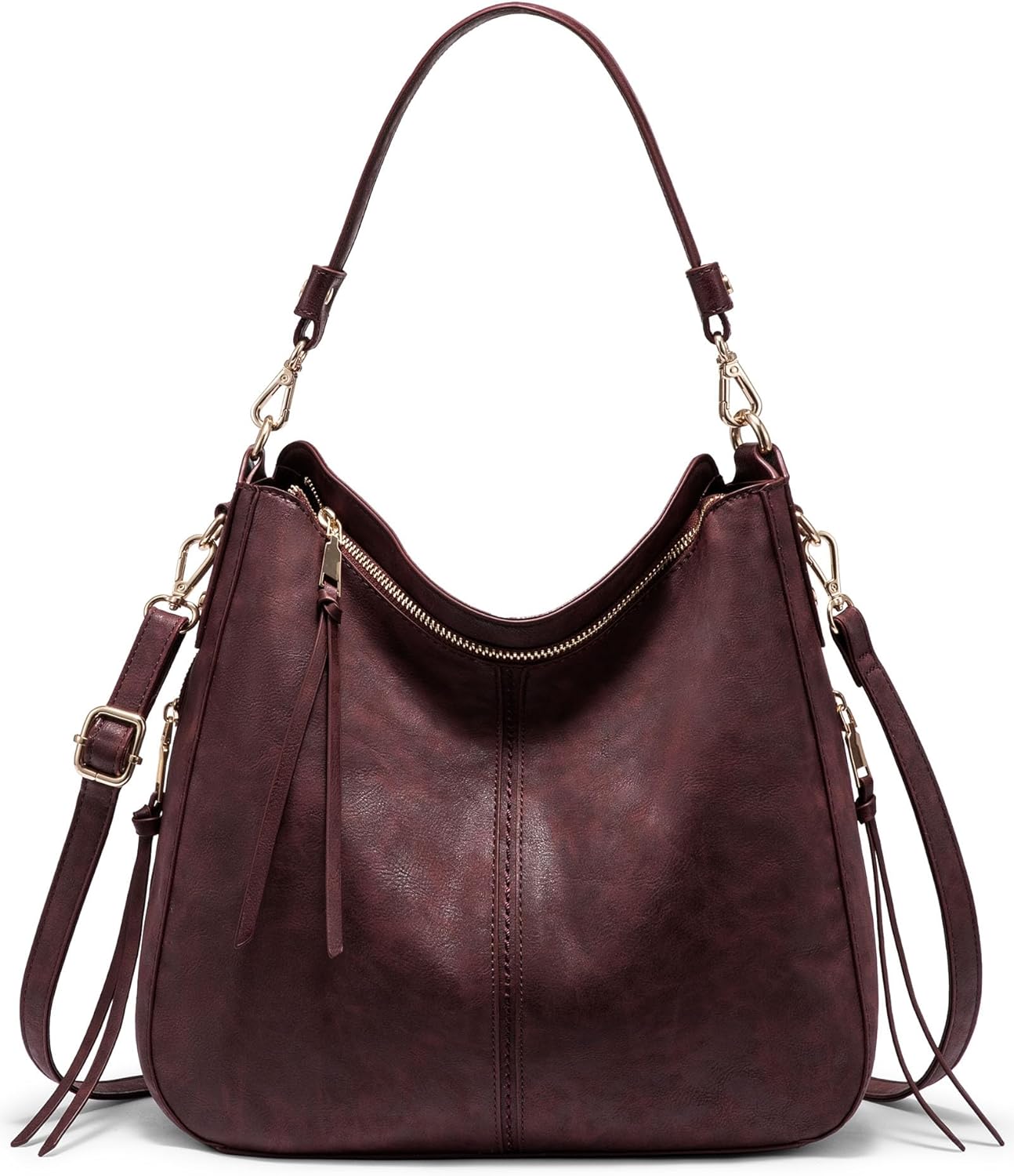 Realer Hobo Crossbody Bags for Women Designer Faux Leather Hobo Handbags Retro Large Size Shoulder Bag Bucket Purse