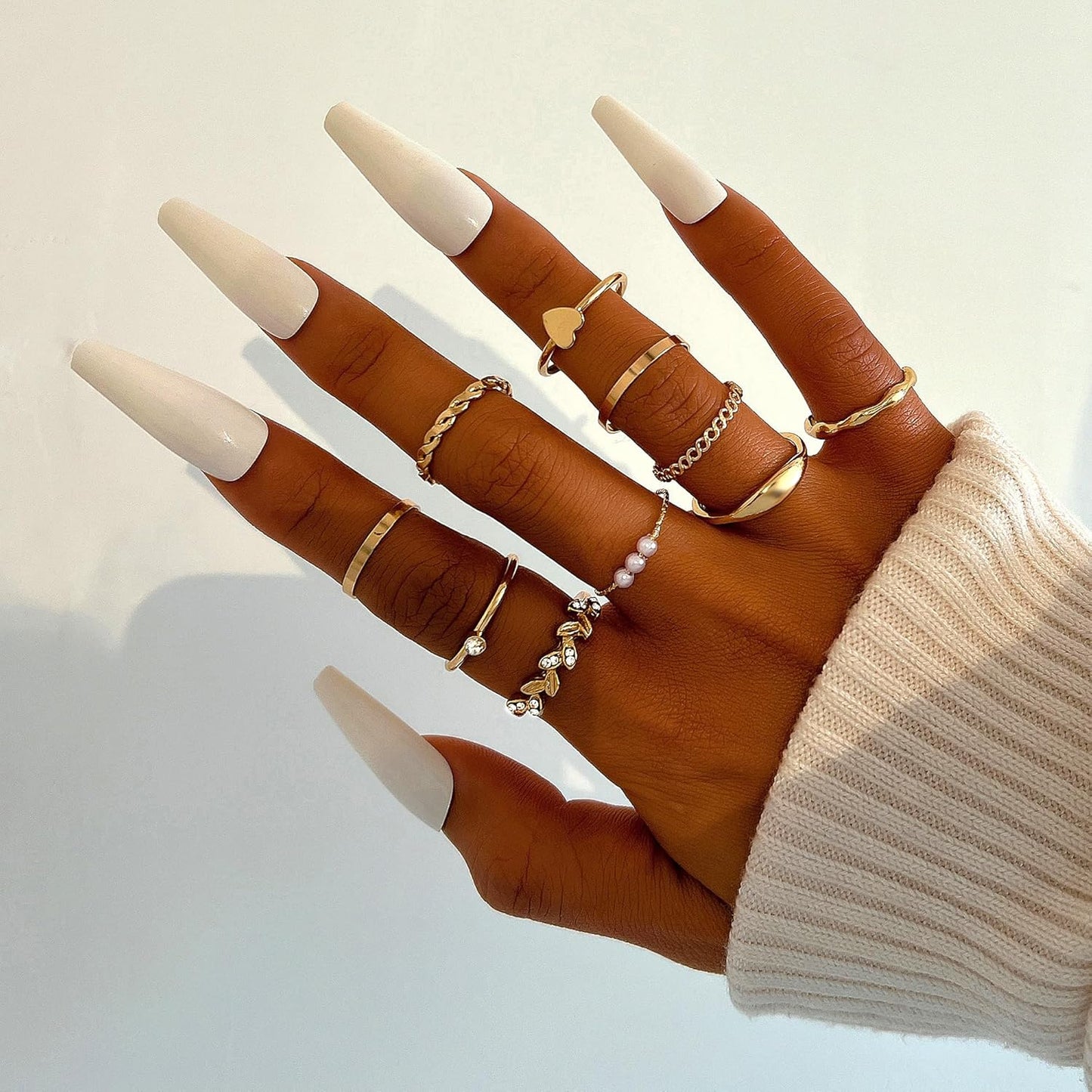 FAXHION 60 Pcs Gold Stackable Rings for Women, Rings Chunky Gold Ring Set Dainty Stacking Cute Rings, Multiple Sizes Cute Jewelry Set Gift