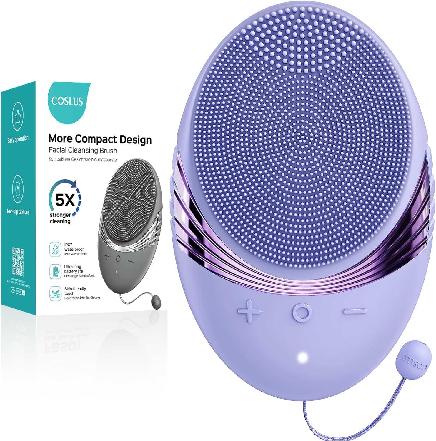 COSLUS Facial Cleansing Brush Face Scrubber: Portable Silicone Waterproof Rechargeable Face Wash Brush, 5 Cleansing Modes, Electric Deep Cleaning for Men & Women, Removing Blackhead, Exfoliating