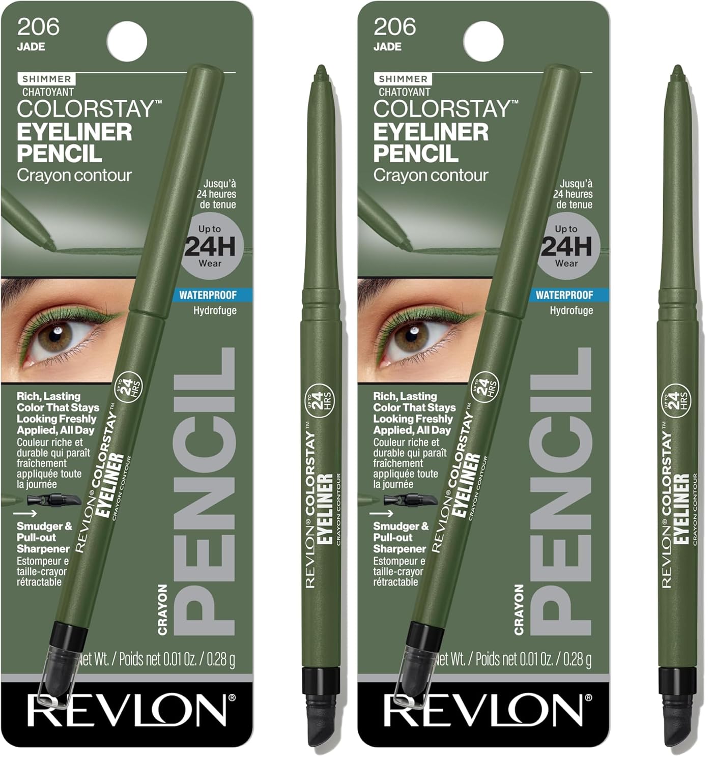 Revlon ColorStay Pencil Waterproof Eyeliner, Smudge-Proof, Eye Makeup with Built-In Sharpener, Stocking Stuffer for Women, 201 Black, 2 pack
