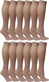 Winterlace Women’s Trouser Socks, Opaque Stretchy Nylon Knee High, Many Colors, 6 or 12 Pairs