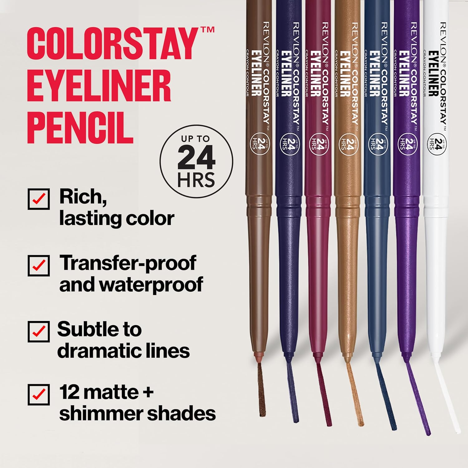 Revlon ColorStay Pencil Waterproof Eyeliner, Smudge-Proof, Eye Makeup with Built-In Sharpener, Stocking Stuffer for Women, 201 Black, 2 pack