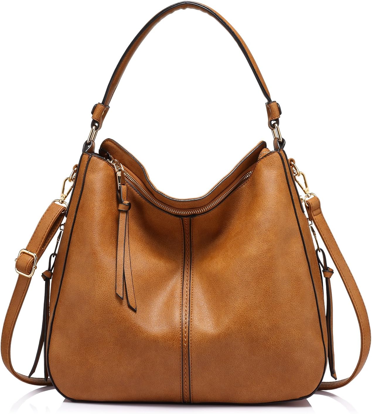 Realer Hobo Crossbody Bags for Women Designer Faux Leather Hobo Handbags Retro Large Size Shoulder Bag Bucket Purse