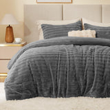 BEDELITE Fleece Comforter Set -Super Soft & Warm Fluffy Cream White Bedding, Luxury Fuzzy Heavy Bed Set for Winter with 2 Pillow Cases