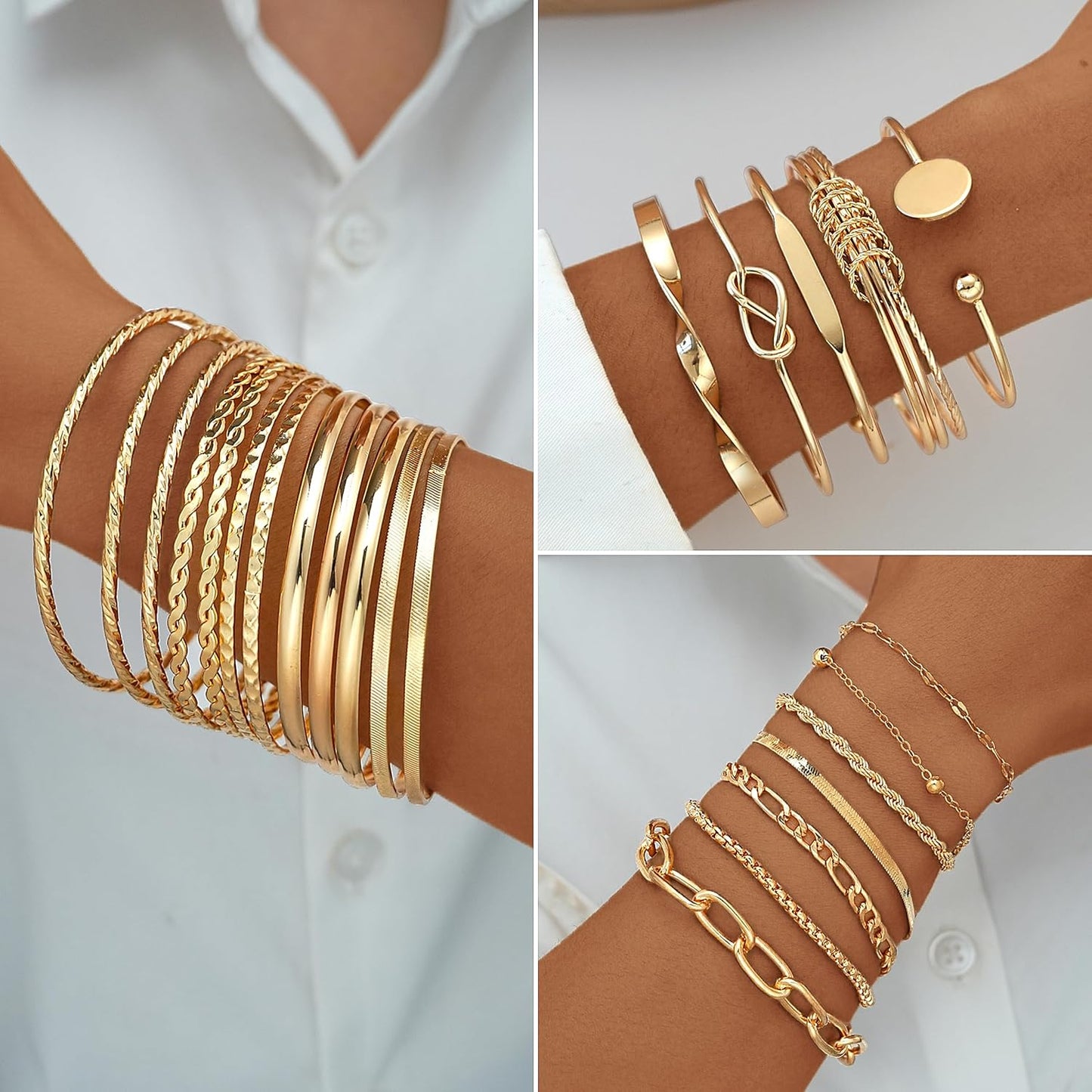 17 MILE 78 Pieces Gold Jewelry Set for Women, 9 Necklace, 24 Bracelet, 22 Earrings, 23 Rings Gold Plated Jewerly set for Women Gift